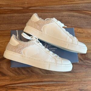 Universal Thread White Sneakers with Shearling and Perforated Star Details
